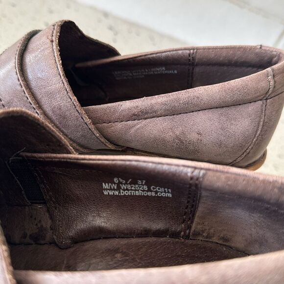 Born Haddon Taupe Leather Slip On Clog Casual Shoes Block Heel Platform Size 6.5 - Picture 4 of 12